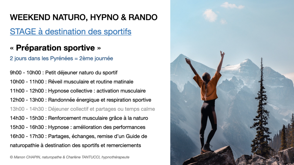 Naturopathie & Hypnose Thérapeutique - Formule WE Sport 2e jour